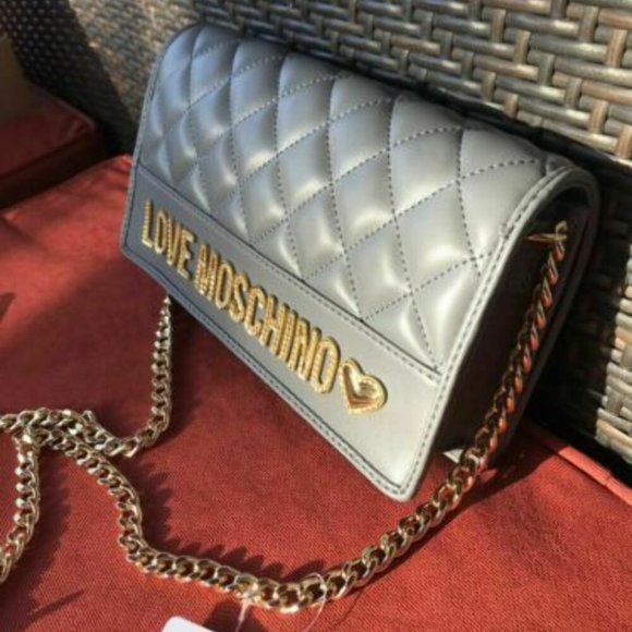 Love Moschino Grey/Gray Heart Crossbody Bag